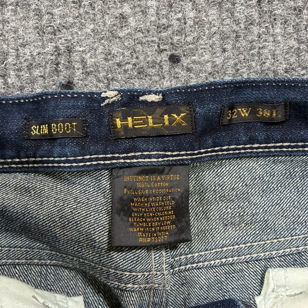 Helix Mens Slim Boot Jeans Size 32x30 Blue Denim Cotton Casual Low Rise - Picture 3 of 10